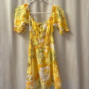 Faithfull the Brand Yellow Floral Mini Dress
